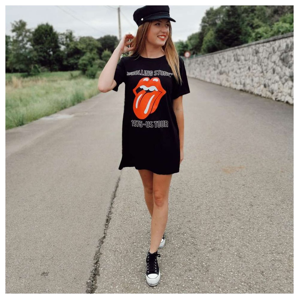 Vestido Algodón THE ROLLING STONES Negro Heve Vestido Algodón THE ROLLING STONES Negro Heve
