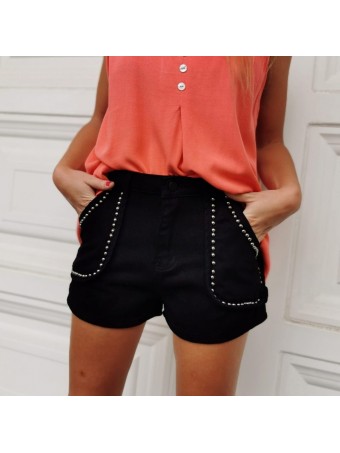Short Denim Tachas CAMPBELL Negro Heve Short Denim Tachas CAMPBELL Negro Heve