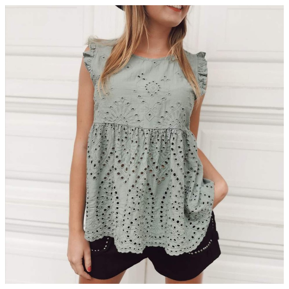 Blusa Bordado AMALUR Khaki Heve Blusa Bordado AMALUR Khaki Heve