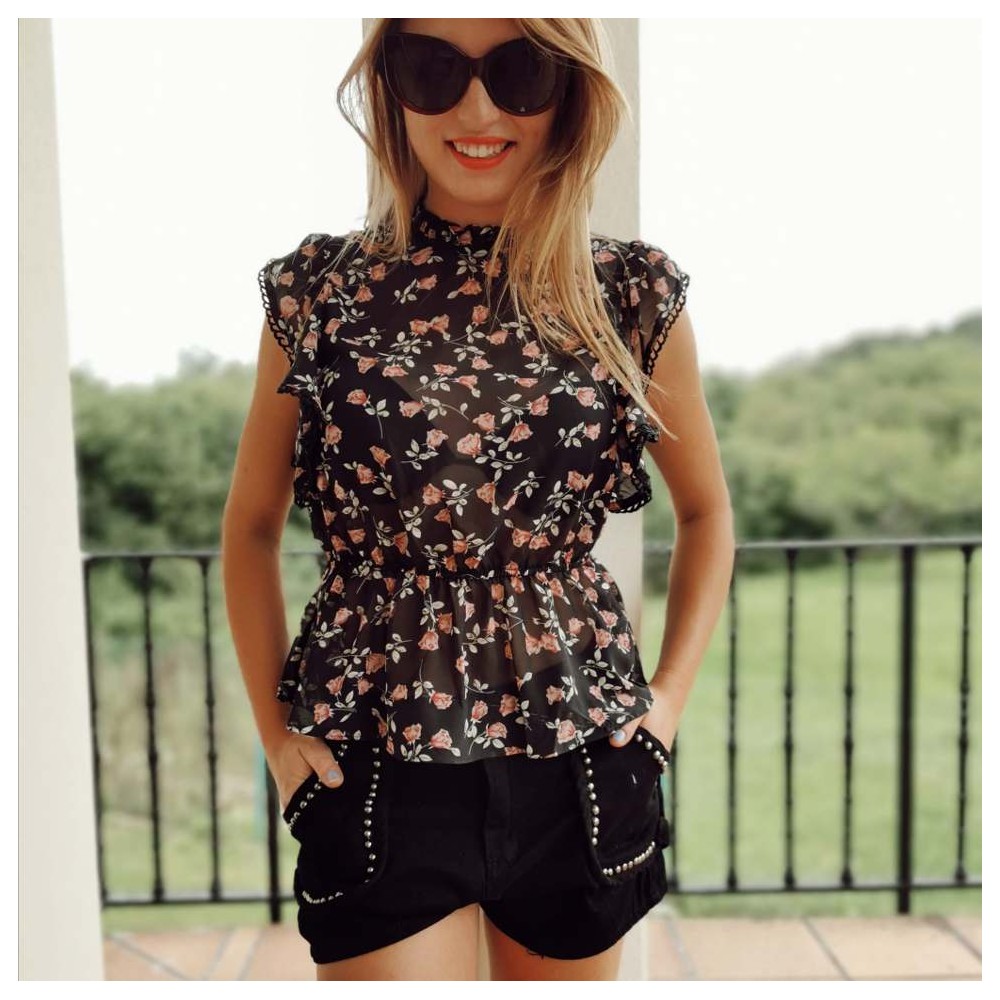 Blusa Floral VESNA Negro Heve Blusa Floral VESNA Negro Heve