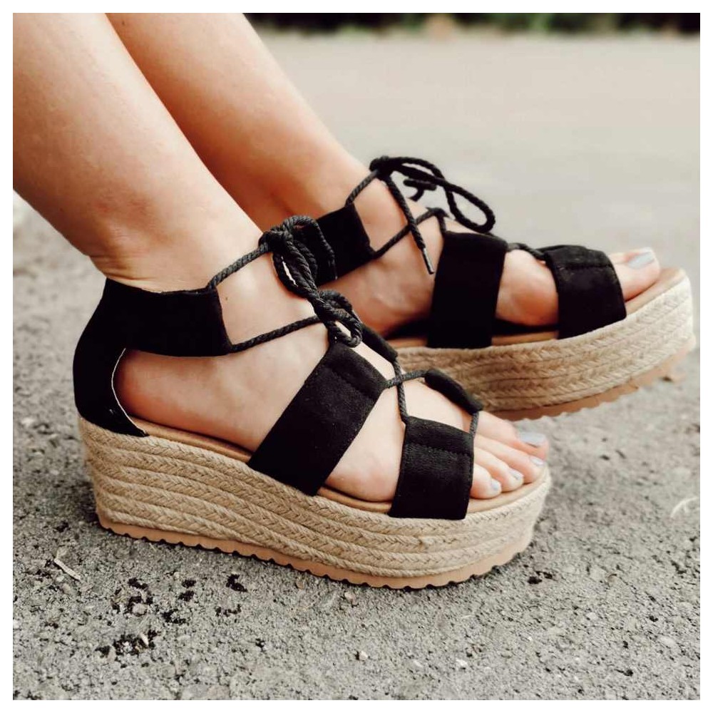 Sandalia Plataforma GREEK Negro Heve Sandalia Plataforma GREEK Negro Heve
