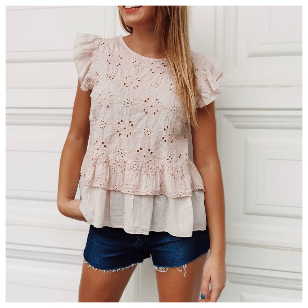 Blusa Volantes ELVIA Rosa Heve Blusa Volantes ELVIA Rosa Heve