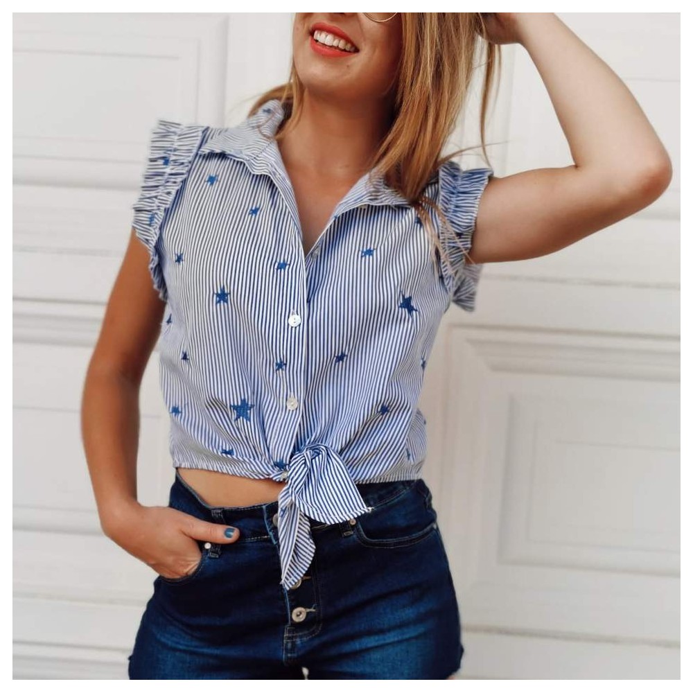 Blusa Rayas y Estrellas Azul/Blanco Heve Blusa Rayas y Estrellas Azul/Blanco Heve