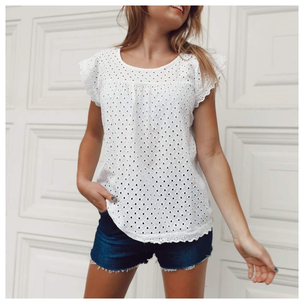 Blusa Calado DANIELA Blanco Heve Blusa Calado DANIELA Blanco Heve