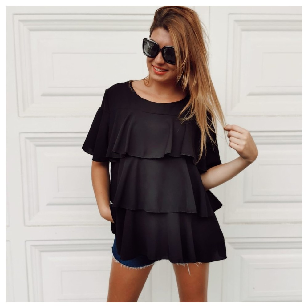 Blusa Volantes MARIOLA Negro Heve Blusa Volantes MARIOLA Negro Heve