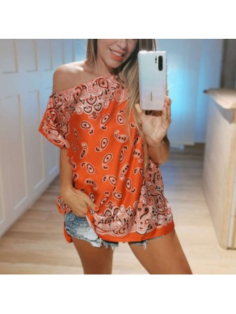 Blusa Fluida Cachemires Rojo Heve Blusa Fluida Cachemires Rojo Heve