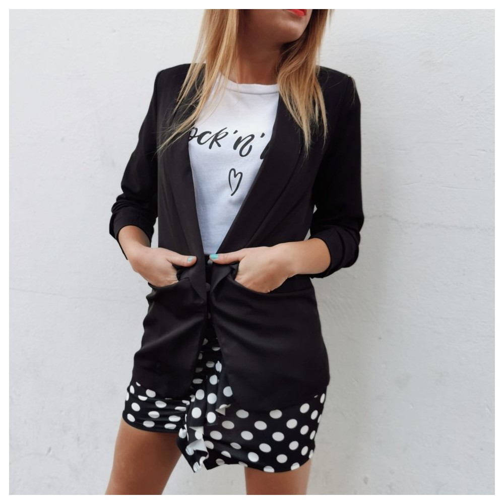 Blazer Fruncida MELANIA Negro Heve Blazer Fruncida MELANIA Negro Heve
