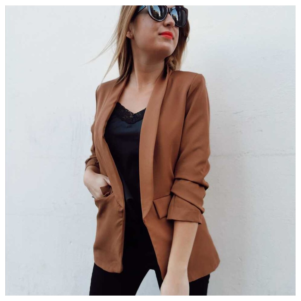 Blazer Fruncida MELANIA Camel Heve Blazer Fruncida MELANIA Camel Heve
