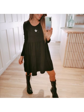 Vestido Ondas LUGANO Negro Heve Vestido Ondas LUGANO Negro Heve