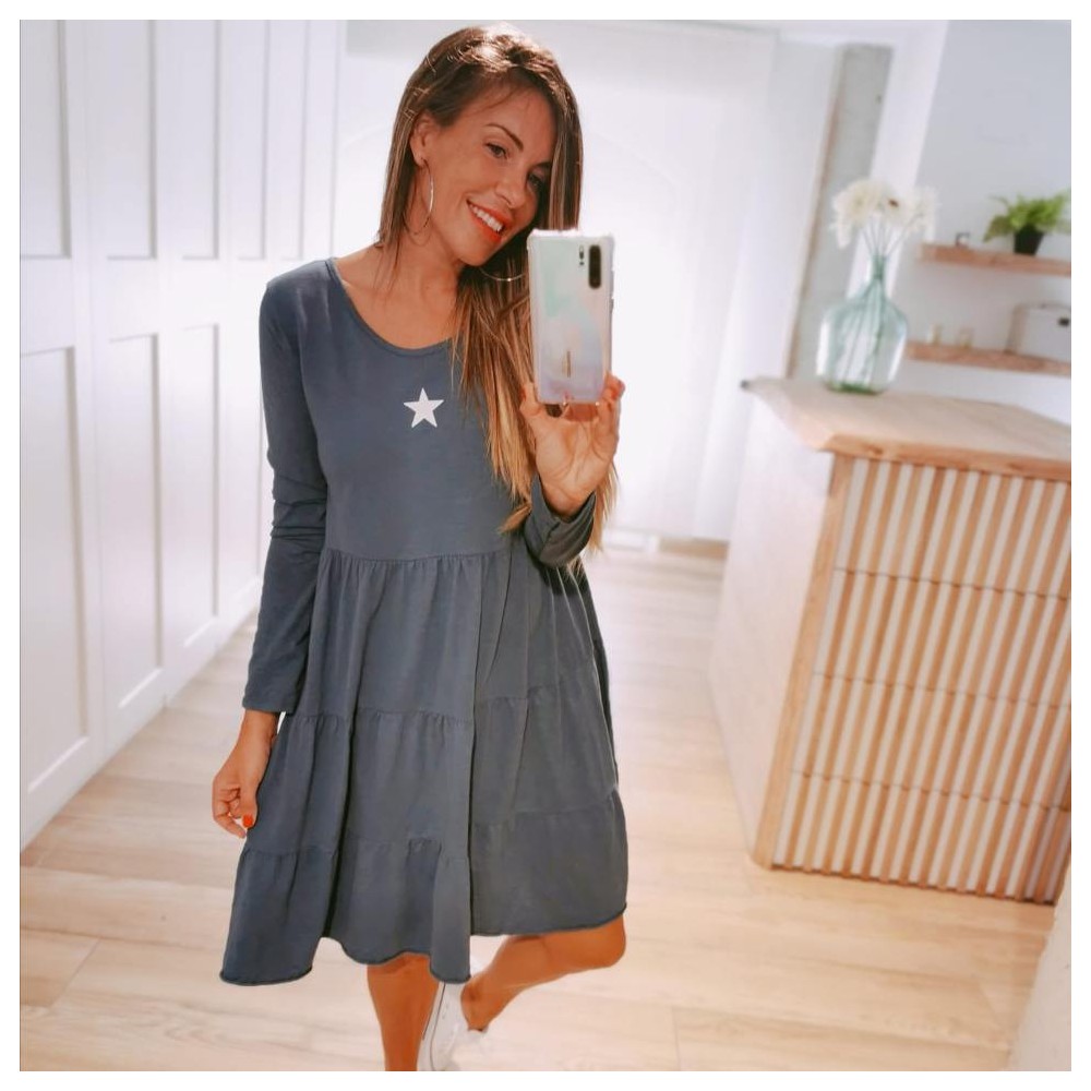 Vestido Ondas LUGANO Azul Heve Vestido Ondas LUGANO Azul Heve
