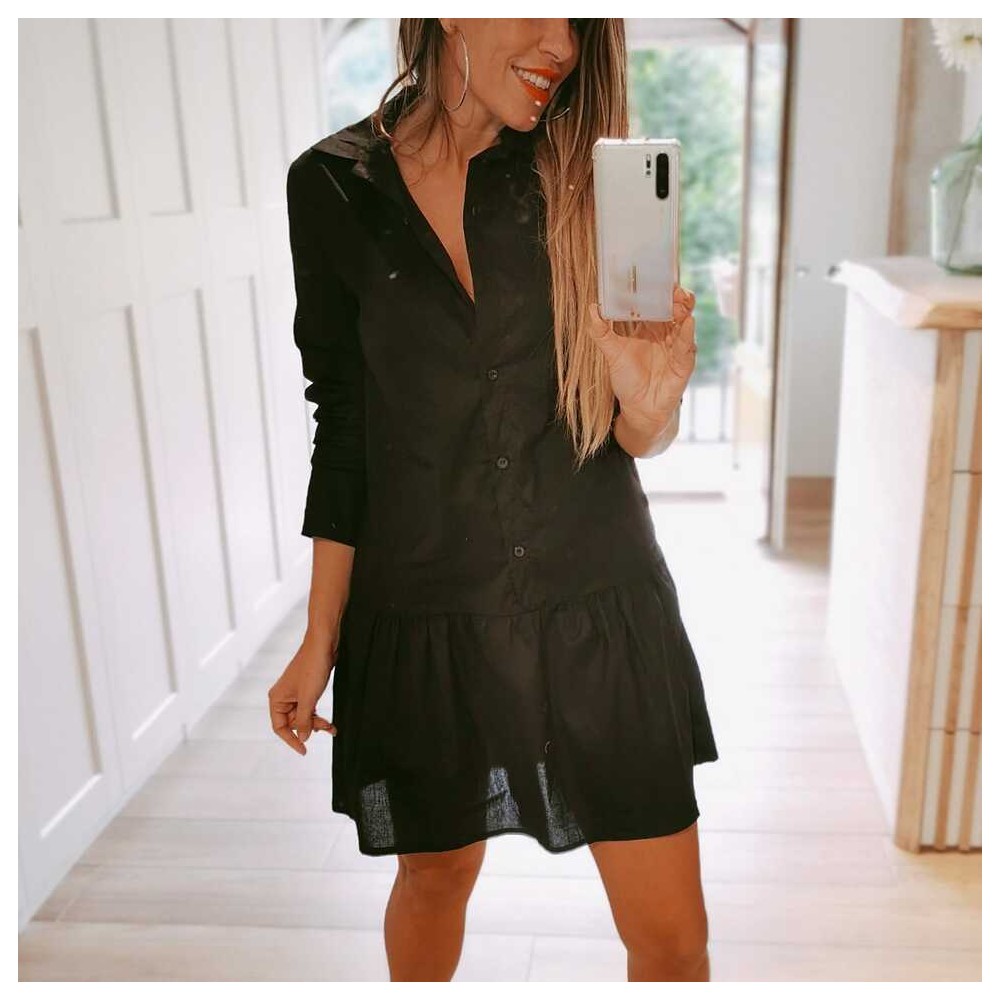 Vestido Camisero KOBO Negro Heve Vestido Camisero KOBO Negro Heve