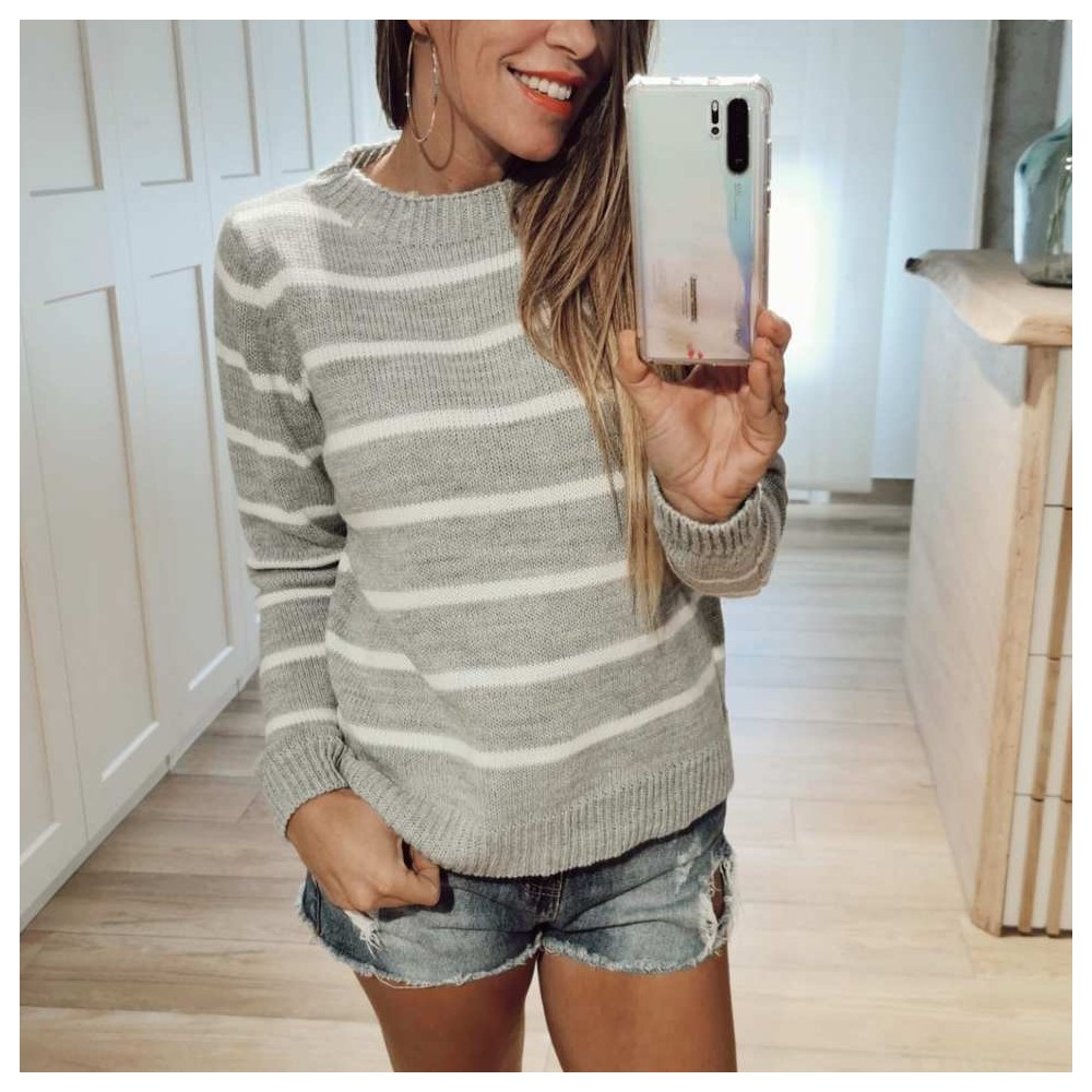 Jersey Rayas CALYPSO Gris/Blanco Heve Jersey Rayas CALYPSO Gris/Blanco Heve