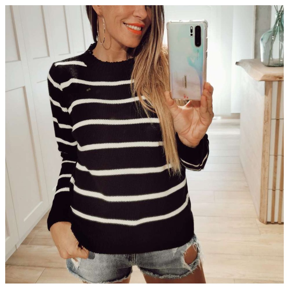 Jersey Rayas CALYPSO Negro/Blanco Heve Jersey Rayas CALYPSO Negro/Blanco Heve