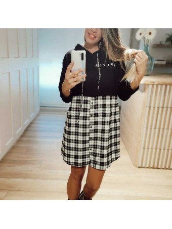 Vestido Combinado FOREVER Negro Heve Vestido Combinado FOREVER Negro Heve