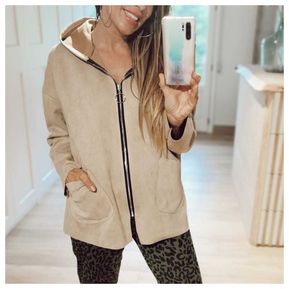 Cazadora Antelina TEAGAN Beige Heve Cazadora Antelina TEAGAN Beige Heve