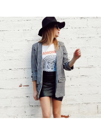 Blazer Vichy Manga Fruncida MAYA Heve Blazer Vichy Manga Fruncida MAYA Heve