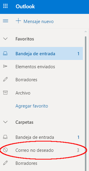 Bandejas de correo en Hotmail